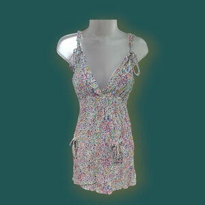 Vintage Floral Ruffle Mini Dress | Cottagecore Y2K Summer Dress